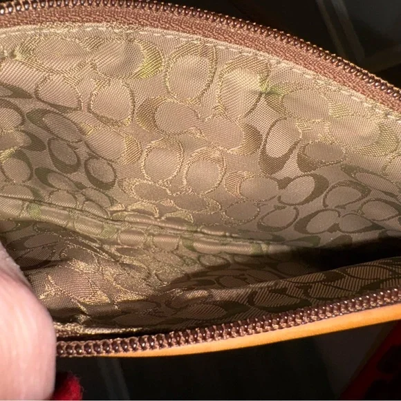 VINTAGE Coach Patchwork Suede Wristlet in Brown, Orange & Gold - Picture 15 of 15